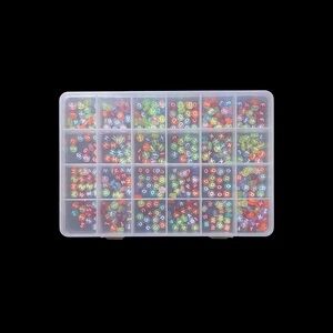 Multicolor Alphabet White Text Beads in Plastic Organizer Box